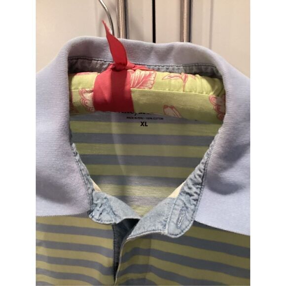 Vineyard Vines Mens Whale Stripe Polo Sz XL Short Sleeve Pocket Golf - Picture 2 of 9